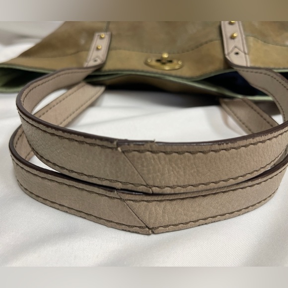 Fossil Tote Large Bag Purse Handbag Pebbled Two-Tone Brown Leather - Picture 17 of 17